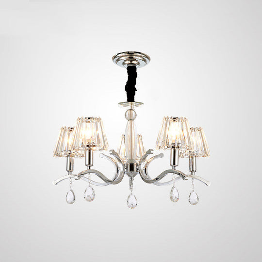 Modernist Crystal Chandelier Pendant Lamp - Silver Finish 5/6 Bulbs