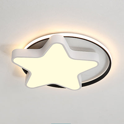 Nordic Star Led Flush Mount Ceiling Light With Acrylic Ring For Kid’s Room White / 18’ Warm