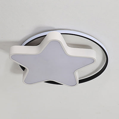 Nordic Star Led Flush Mount Ceiling Light With Acrylic Ring For Kid’s Room White / 18’