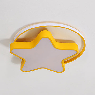 Nordic Star Led Flush Mount Ceiling Light With Acrylic Ring For Kid’s Room