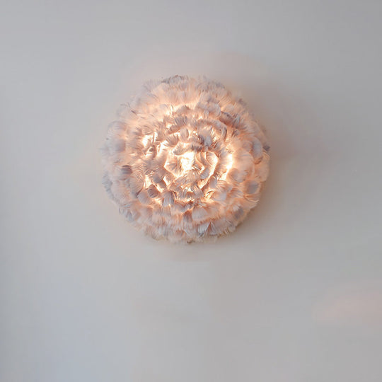 Modern Stylish Feather Wall Light - Blooming Grey/White Sconce Lighting For Sitting Room