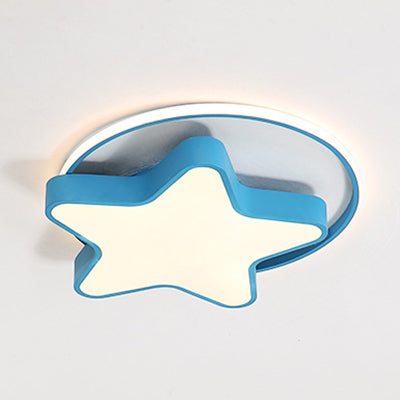 Nordic Star Led Flush Mount Ceiling Light With Acrylic Ring For Kids Room Blue / 18 Warm