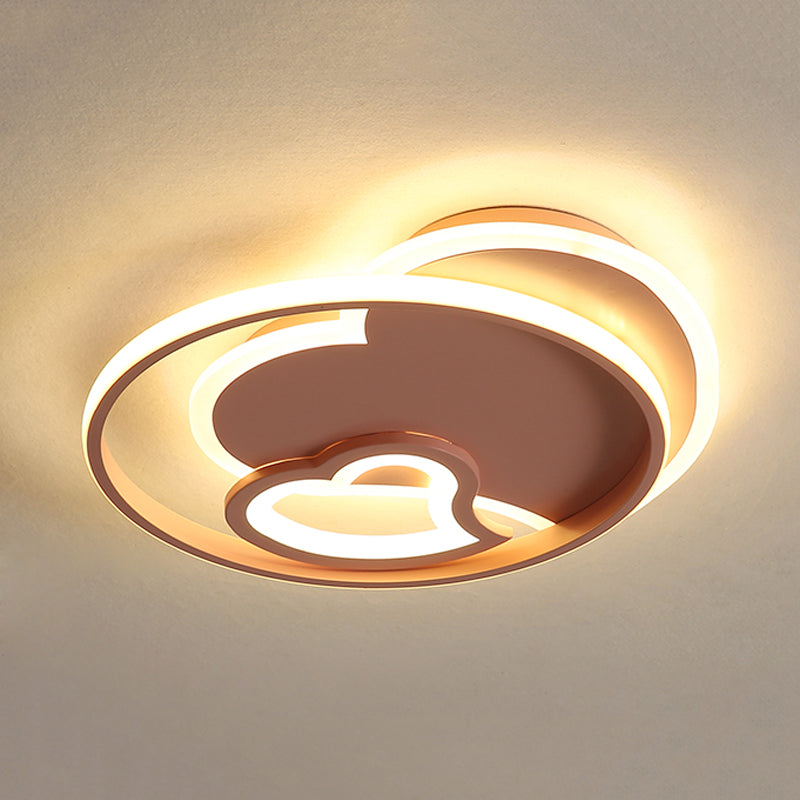Modern Acrylic Heart Flushmount: White/Black/Pink Led Ceiling Fixture For Bedroom