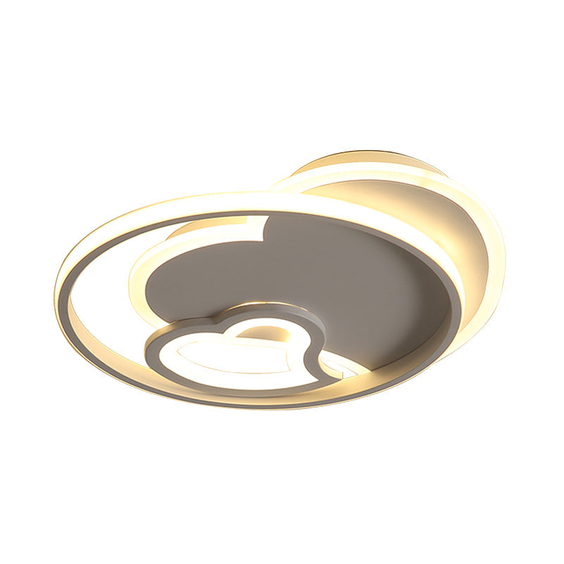 Modern Acrylic Heart Flushmount: White/Black/Pink Led Ceiling Fixture For Bedroom