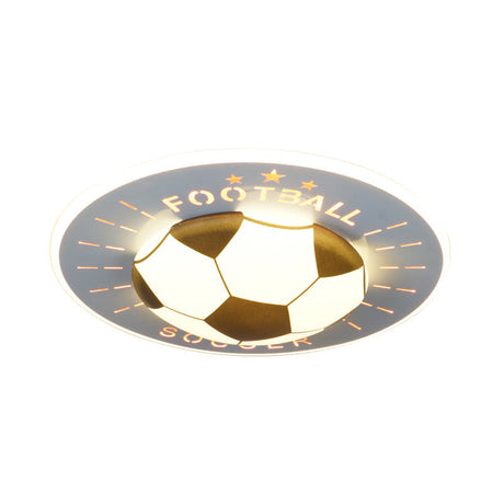 Modern Football Led Flush Mount Light Fixture In White/Blue For Bedrooms
