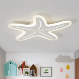 Modern Star Shaped Led Flush Light In Blue/Pink/White - Ideal For Kindergartens White