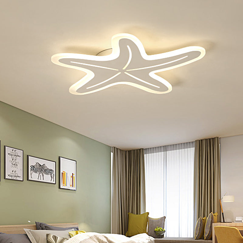 Modern Star Shaped Led Flush Light In Blue/Pink/White - Ideal For Kindergartens