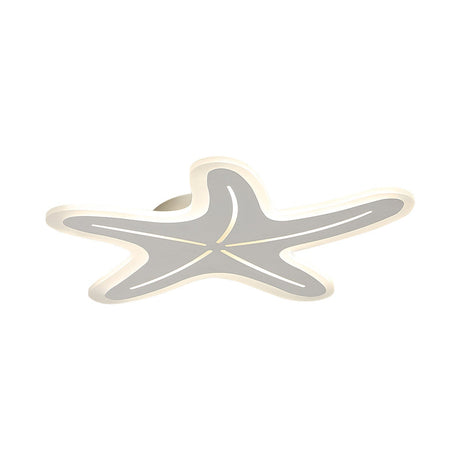 Modern Star Shaped Led Flush Light In Blue/Pink/White - Ideal For Kindergartens