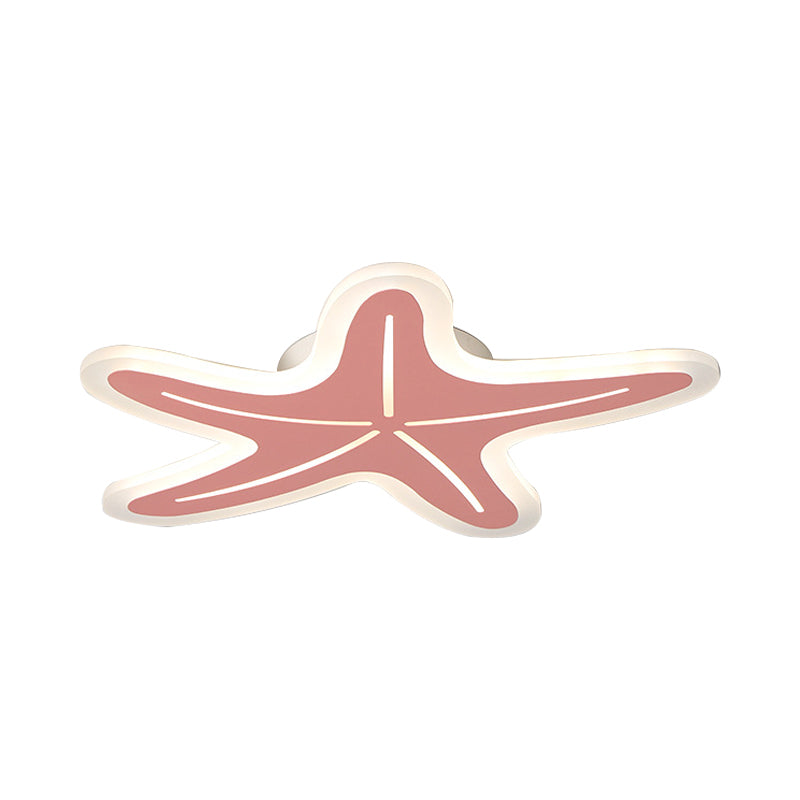 Modern Star Shaped Led Flush Light In Blue/Pink/White - Ideal For Kindergartens