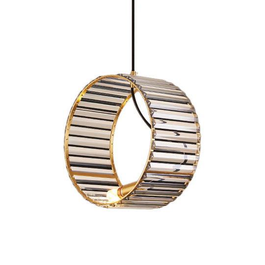 Stylish Ribbed Crystal Pendant - Modern Brass Hanging Lamp
