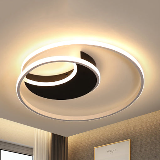 Contemporary Acrylic Crescent Led Flushmount Ceiling Light With Eye - Caring Ring For Bedroom