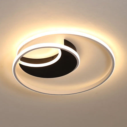 Contemporary Acrylic Crescent Led Flushmount Ceiling Light With Eye - Caring Ring For Bedroom White