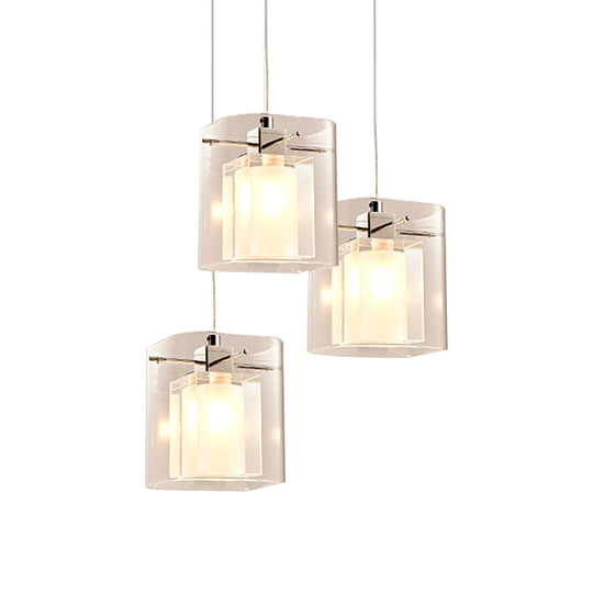Sleek Crystal Pendant Ceiling Light With 3 Bulbs - Chrome And Multi-Light Design For Dining Hall