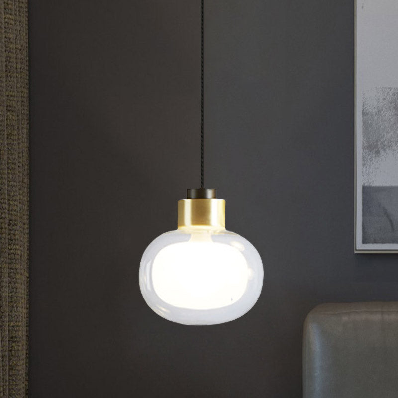 Brass Led Pendant Light With Clear Glass Shade