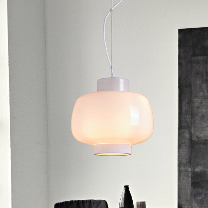 Modern Lantern Living Room Pendant Light With 1-Head Smoke Gray/Cream/Cognac Glass - Stylish Hanging