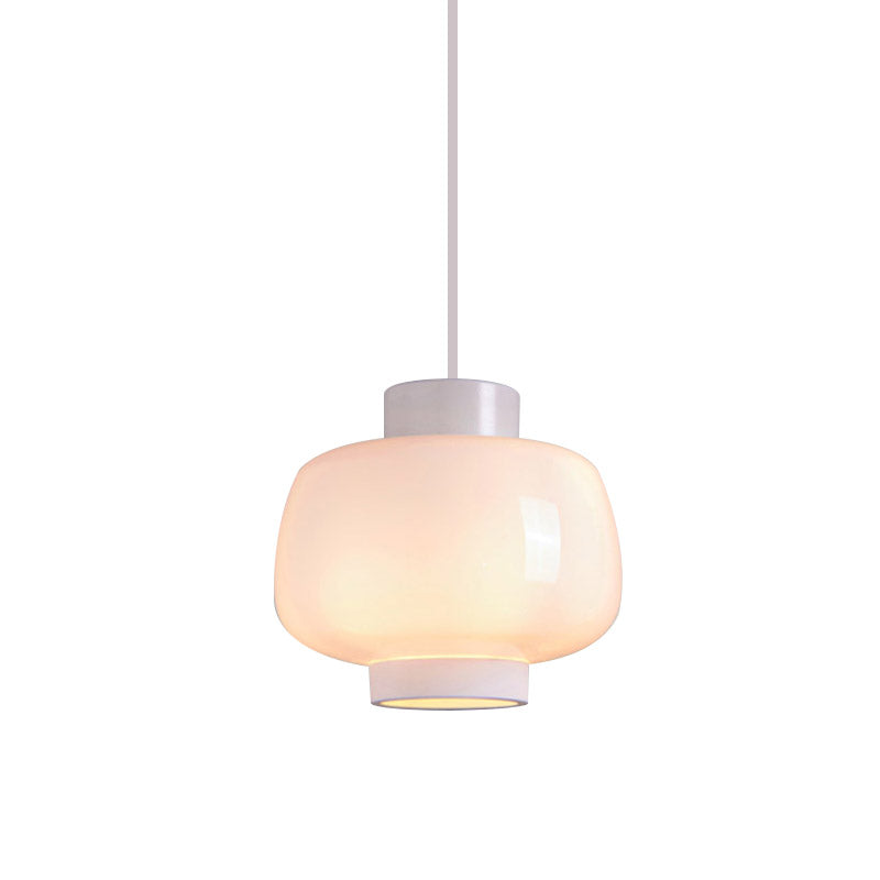 Modern Lantern Living Room Pendant Light With 1-Head Smoke Gray/Cream/Cognac Glass - Stylish Hanging