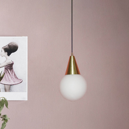 Brass Modo Ceiling Pendant Light - Post Modern 1 Milk White Glass Suspension Lamp