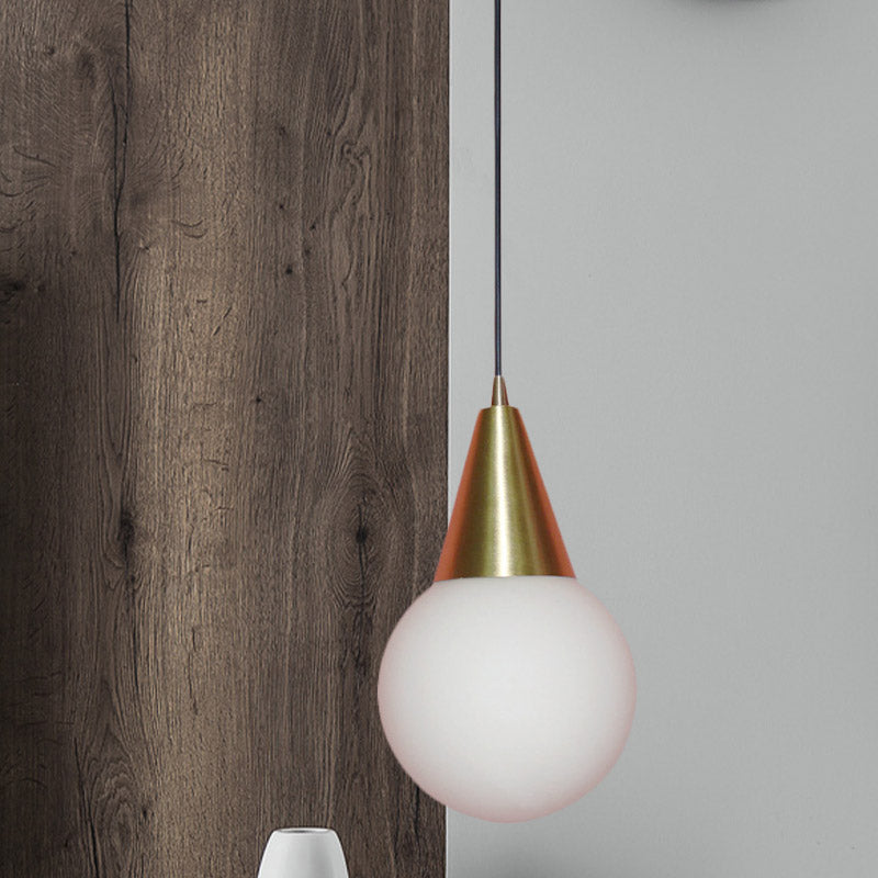 Modern Brass Modo Pendant Light With Milk White Glass - 1-Light Suspension Lamp