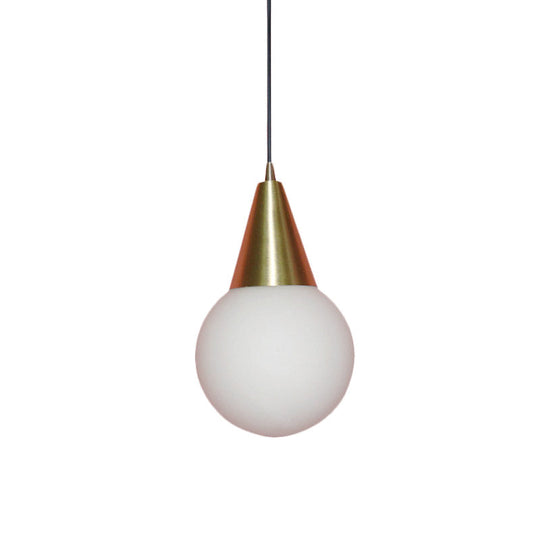 Modern Brass Modo Pendant Light With Milk White Glass - 1-Light Suspension Lamp