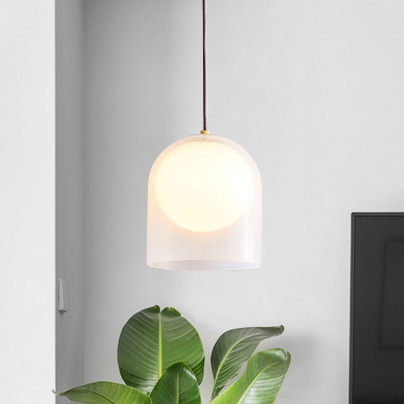 Modern Gold Opal Glass Hanging Light Kit With Ball Shade Inside