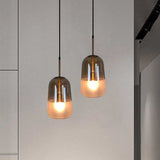Vintage Gold Pendant Light With Tan Glass Shade For Restaurants