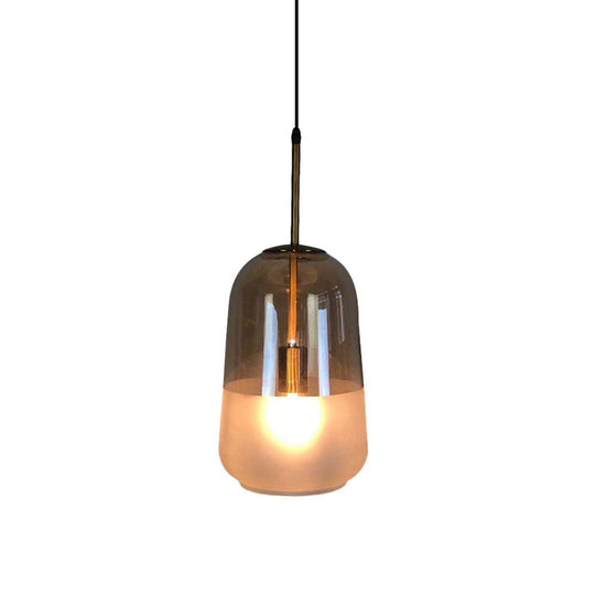 Vintage Gold Pendant Light With Tan Glass Shade For Restaurants