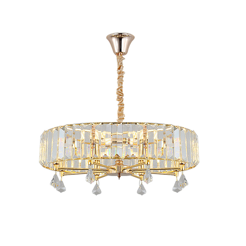Modern Round Gold Chandelier With Crystal Pendant - 6/8 Heads Ceiling Light