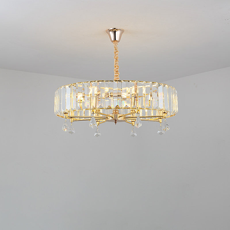 Modern Round Gold Chandelier With Crystal Pendant - 6/8 Heads Ceiling Light