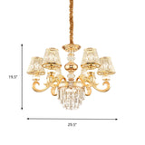 Modern 3-Tier Crystal Chandelier With Conic Shade - Gold Finish 6/8 Heads Living Room Hanging Lamp
