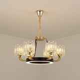 Modern Metal Ring Chandelier With Crystal Shade - 6/8 Bulb Pendant Light Fixture For Living Room