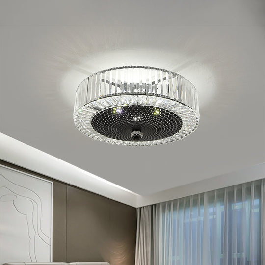 Drum-Shaped Crystal Flush Light In Black - Minimalist 4/5-Light Rectangle Ceiling Lamp 4 /