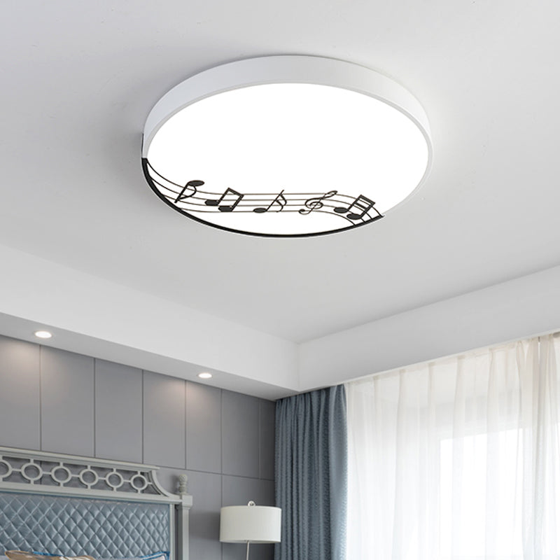 Black/White Macaron Disc Led Ceiling Flushmount Light With Rhythm Pattern - Sleek & Stylish