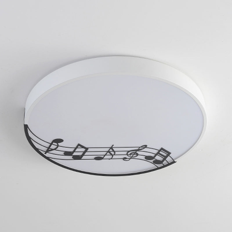 Black/White Macaron Disc Led Ceiling Flushmount Light With Rhythm Pattern - Sleek & Stylish
