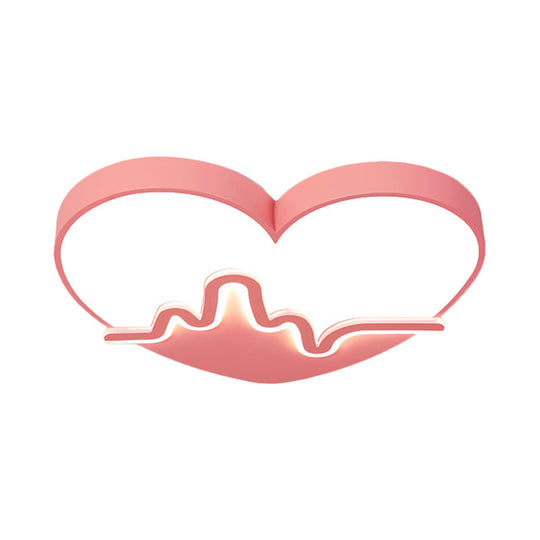 Macaron Heartbeat Acrylic Led Flushmount Ceiling Lamp - White/Pink/Gold Child Bedroom