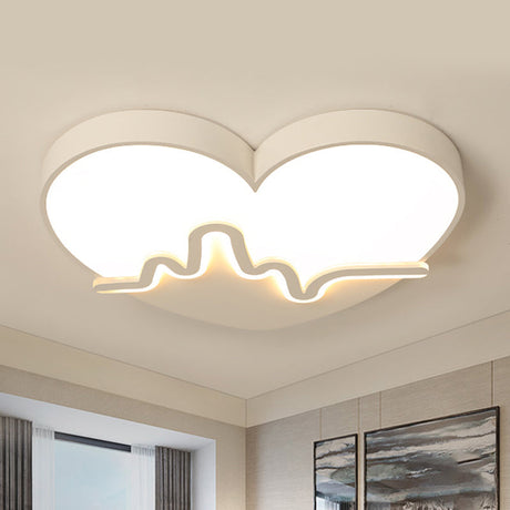 Macaron Heartbeat Acrylic Led Flushmount Ceiling Lamp - White/Pink/Gold Child Bedroom White