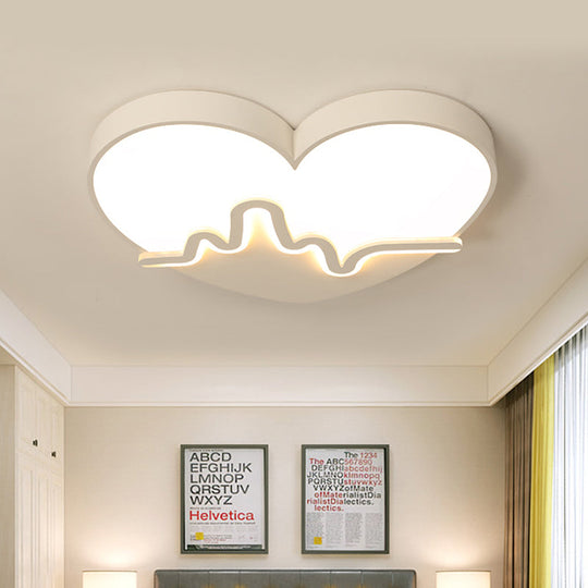 Macaron Heartbeat Acrylic Led Flushmount Ceiling Lamp - White/Pink/Gold Child Bedroom