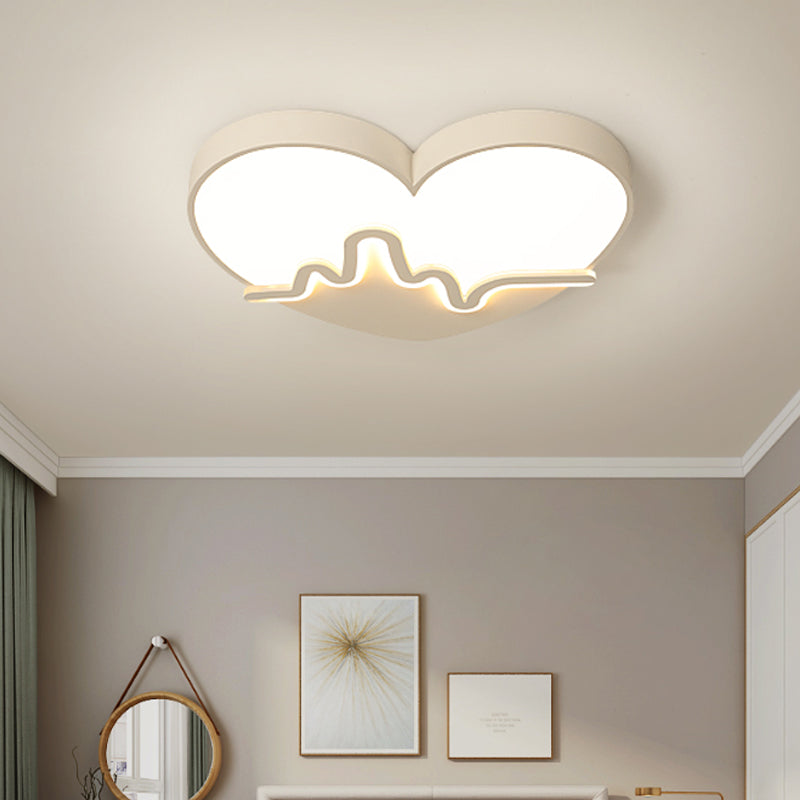 Macaron Heartbeat Acrylic Led Flushmount Ceiling Lamp - White/Pink/Gold Child Bedroom