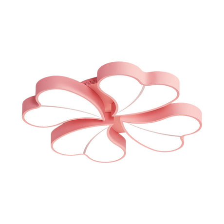Iron Clover Flush Ceiling Light In Macaron White/Blue/Pink Led Mount With Acrylic Shade - Ideal For