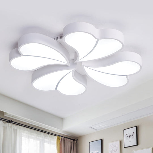 Iron Clover Flush Ceiling Light In Macaron White/Blue/Pink Led Mount With Acrylic Shade - Ideal For