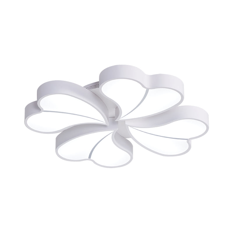 Iron Clover Flush Ceiling Light In Macaron White/Blue/Pink Led Mount With Acrylic Shade - Ideal For