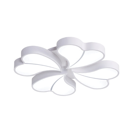 Iron Clover Flush Ceiling Light In Macaron White/Blue/Pink Led Mount With Acrylic Shade - Ideal For