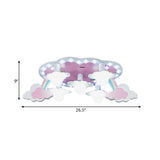 Rainbow Girls Wood Ceiling Lamp: Pink 5-Light Cartoon Flush Mount With Open Bulb Design