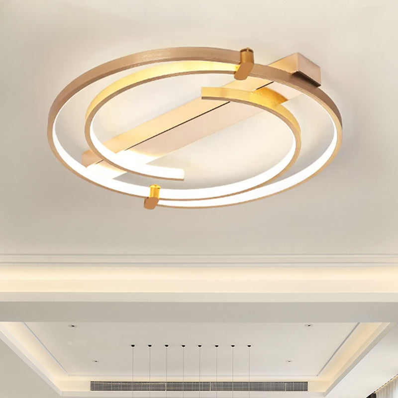Minimalist Gold Flush Mount Ceiling Light Fixture - 18/23.5 W Ring For Bedrooms