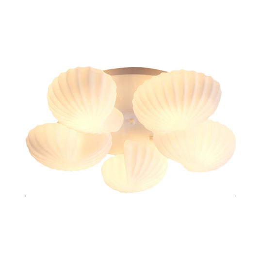Nautical Glass Scallop Shell Flush Light - 3/5 - Light Mount Ceiling Lighting For Living Room
