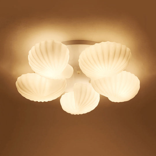 Nautical Glass Scallop Shell Flush Light - 3/5 - Light Mount Ceiling Lighting For Living Room