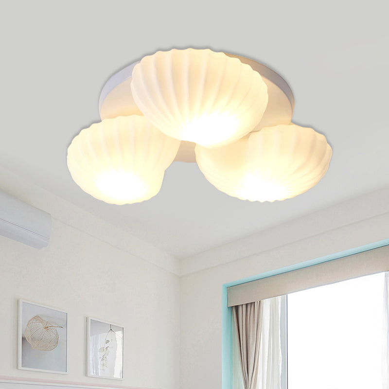 Nautical Glass Scallop Shell Flush Light - 3/5 - Light Mount Ceiling Lighting For Living Room