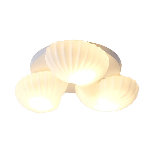 Nautical Glass Scallop Shell Flush Light - 3/5 - Light Mount Ceiling Lighting For Living Room