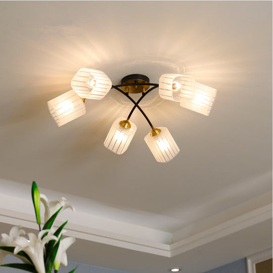 Post Modern Brass Ceiling Light With Frosted Glass - 6/8 - Light Flush Mount