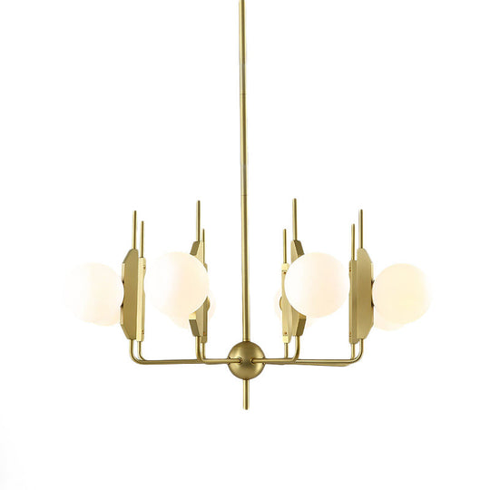 Modern Gold 8-Light Chandelier With Milk White/Smoke Gray Glass Shades - Ideal For Living Room