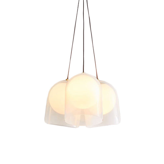 Modern White Glass Multi Pendant Light With 3 Lights In Gold - Perfect For Living Room Ceiling